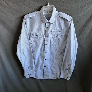 Kenneth Cole - Men’s Blue Mini Check Button Down Shirt - Size Small